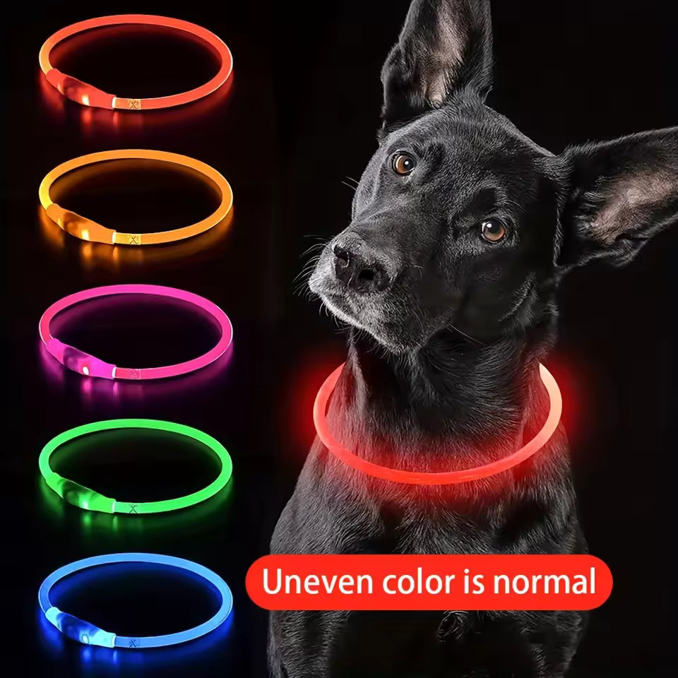 et Dog LED Light Collar Luminous Anti-Lost Dog Collar USB Rechargeable Dog Necklace Collar