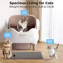 Self Cleaning Litter Box, Automatic Cat Litter Box with APP Control, Odor-Free Large Waste Bin, Open-Top for Multi Cats