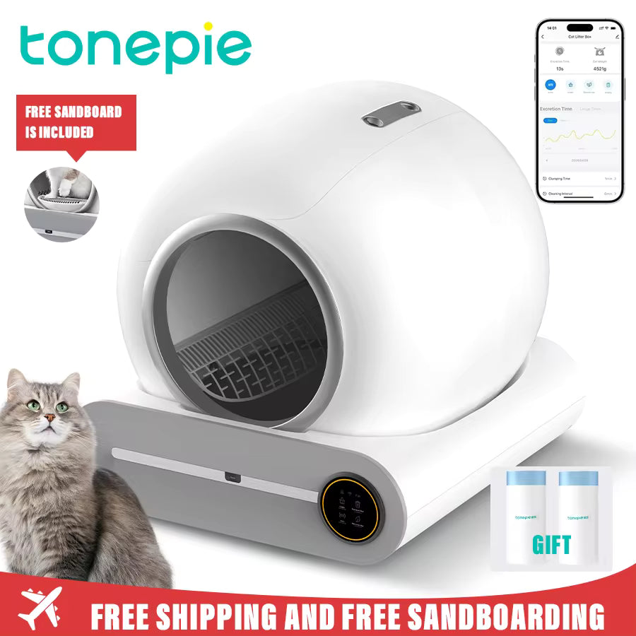 65L Automatic Smart Cat Litter Box Self Cleaning Fully Enclosed Cat Litter Box Pet Toilet Litter Tray