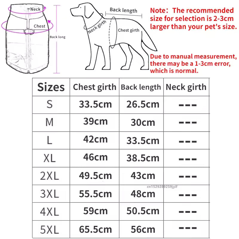 Waterproof Warm Dog Clothes Pet Coat Winter Vest Padded Zipper Jacket Dog Clothing for Small Medium Big Dogs Outfit