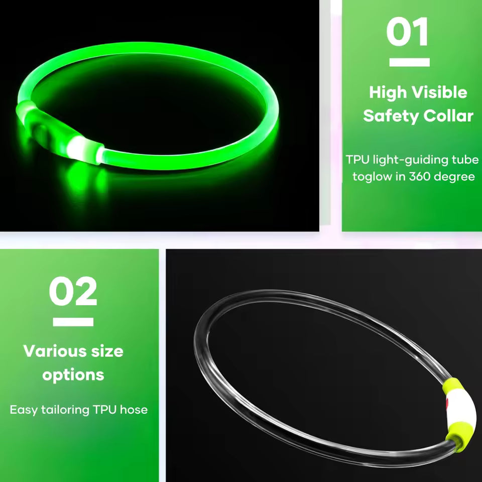 et Dog LED Light Collar Luminous Anti-Lost Dog Collar USB Rechargeable Dog Necklace Collar