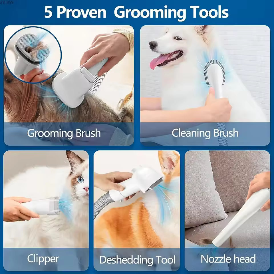 Dog Grooming Vacuum & Pet Grooming Kit with 2.3L Capacity Larger Pet Hair Dust Cup Dog Brush Vacuum